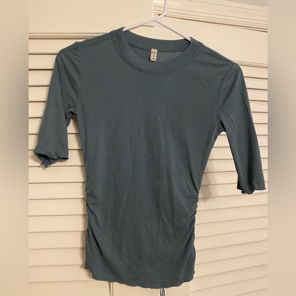 Free People Intimately Crew Neck Half Sleeve Ribbed Top EUC
